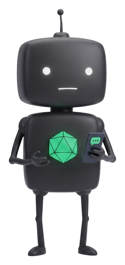 Robot de Oasibeth con el icosaedro verde